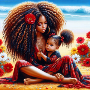 A tender depiction of a Bohemian mother with her child, both sty...