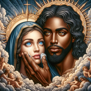 Ensure that the image distinctly represents both Jesus Christ an...