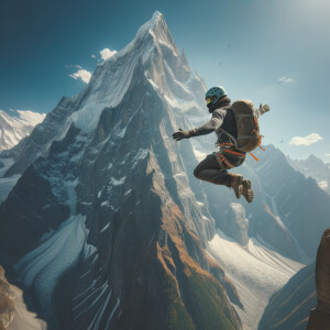 Man jumping off mountain