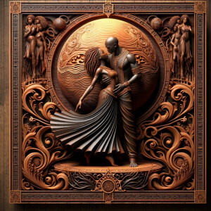 3d wood and porcelain sculpture of an Afrocentric woman with a m...