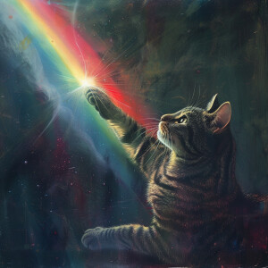 Imagine a scene inspired by Pink Floyd's iconic dark side of the...