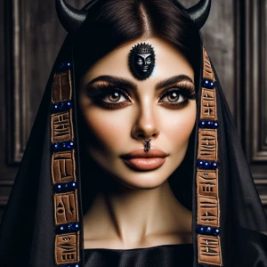 Beautiful woman with round face, white skin, wide, dark olive ey...