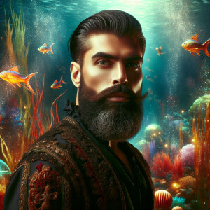 "A muscular, bearded man with a butch aesthetic, featuring a wel...