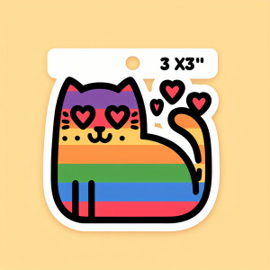 Design a 3x3 inch sticker featuring a cat that represents LGBTQ+...