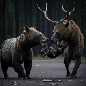 Bear attacks a buck
