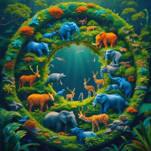 Create an image of a vibrant, natural landscape that continuousl...