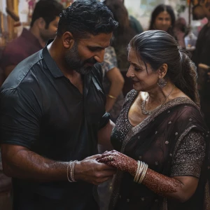 realism fantasy photo , a muscular, sweaty criminal man  greetin...