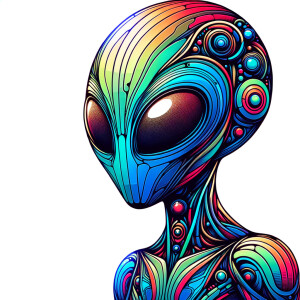 Colored alien transparent graphic, no background, cosmic alien g...