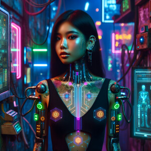 Girl cyberpunk implant