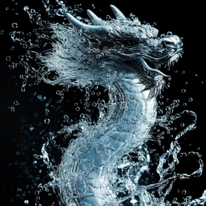 Create an image depicting a dragon composed entirely of flowing...