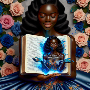 Create an image of an ultra-light-skinned African-American woman...