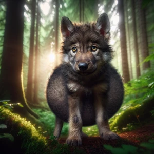 heavily pregnant wolf pup