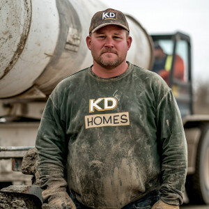 Curtis Kowe a 38 year old concrete pumper operator, standing nex...