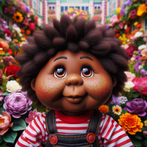 African-American cabbage patch doll with huge dimples, and freck...