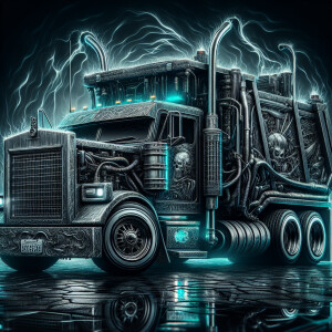 Lowrider sanitation truck,with horror core,8k resolution, HDR, m...