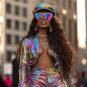 Dark brown African American Betty Boop with long hair, hazelnut...