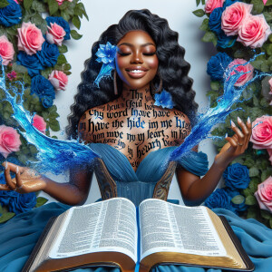 Create an image of an ultra-light-skinned African-American woman...
