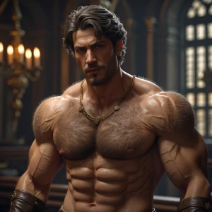 The hairy muscular prince showed off how aroused he was