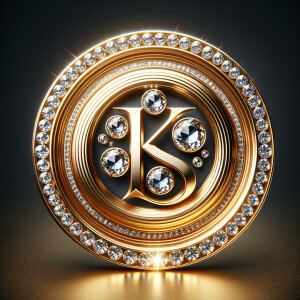 Create a 3-D realistic image of a gold circle and in the middle of the circle is the initials KS and add a couple diamonds to that