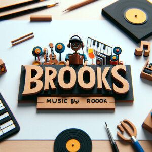 Realistic Custom logo for text «music by Brooks»
