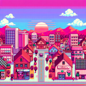 Pink sky, the whole town is pink and pink is a cute color anime...