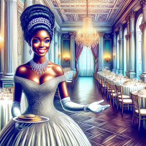 A realistic airbrushed illustration of a beautiful African Ameri...