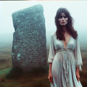 Realistic faded color film photograph from 1971 of a stunningly...