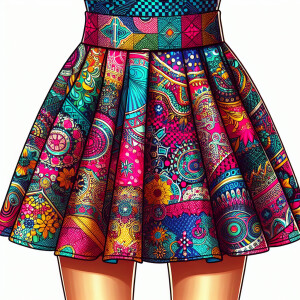 A cool retro skirt using different designs and neon colors