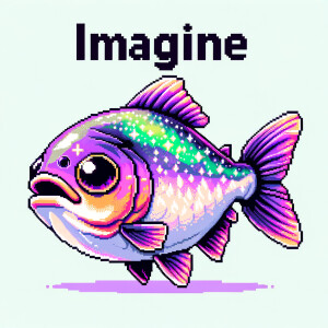Cute giant purple and neon green piranha