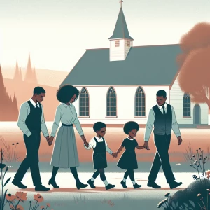 A black family of five, consisting of a father, mother, two sons...