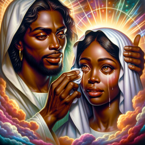 Ensure that the image distinctly represents both Jesus Christ an...