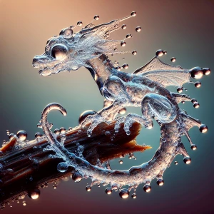 Close up of water droplets, dew, and transparent water shaped li...