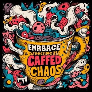 /imagine hand-drawn coffee cup overflowing with swirling steam t...