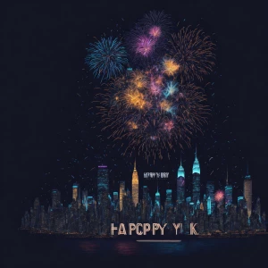 Design a vivid and stunning Happy New Year animated gif featurin...