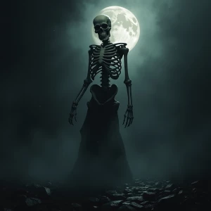 A skeleton holding the world in the dark evil manner