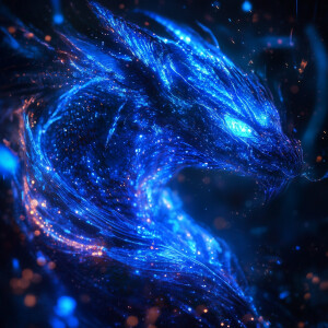 A grotesquely beautiful creature. its scales illuminated by eeri...