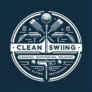 Design a logo for "Clean Swing," a golf club cleaning, buffering, polishing, and refinishing service. The logo should have a modern, minimalist design. Implement a more unique logo and stay away from a cliche gold logo design. The text "Clean Swing - cleaning, buffering, polishing, and refinishing golf clubs" should be in a clean, legible font, ensuring all letters are present and the text is fully visible within the logo frame with no added letters and numbers.  The overall style should be reminiscent of a high-end sporting goods brand.  Avoid overly cartoonish or cluttered designs. Follow the rule of 3 and all todays top modern logo design guidelines.