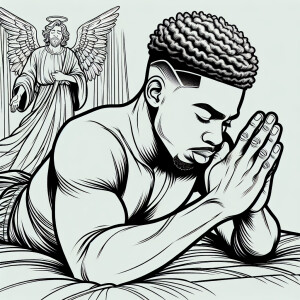 Simple lines, coloring book, bold lines, thick lines, a man, Afr...