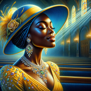 A spiritually enriching illustration portrays an African America...