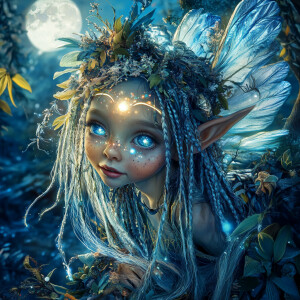 adorable happy girl elf fairy water trolls with sparkling univer...