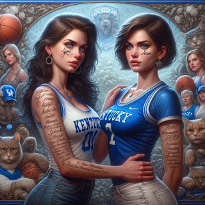 Create an image depicting two women showing their support for th...