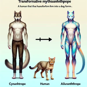 Cynanthrope - a human that changes from human form to dog form.
Ailuranthrope - a human that combines human and feline characteristics