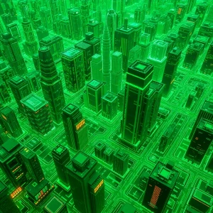 A digital matrix computer simulation of a overview of a futurist...