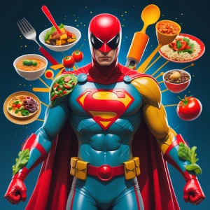 Create an image of a superhero whose costume and powers are insp...