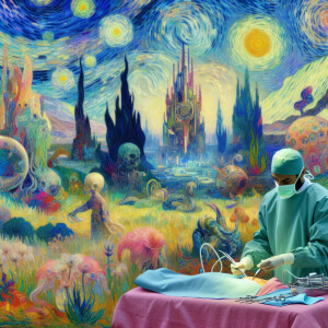 Plastic surgeon in making liposuction in fantasy land