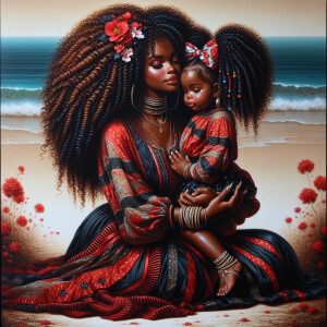 A tender depiction of a Bohemian mother with her child, both sty...
