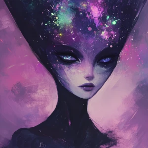 Girl alien in Aeneous art style