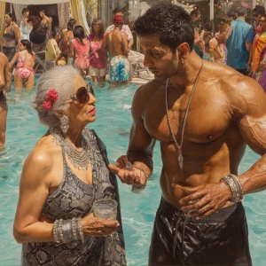 Hyperrealistic art,realism. a punjabi  mother in law, in her lat...