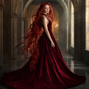 A breathtakingly beautiful young woman with flowing, cascading d...