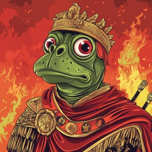 Pepe with  pumped-up lips of a bright red color in carton style...